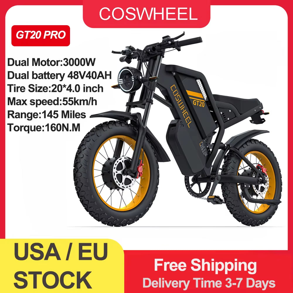 Electric Bike for Adult 2000W 60V Off-Road Motorcycle Mountain Bikes 20Inch Electric Bike Fatbike Motorcycles Ebike