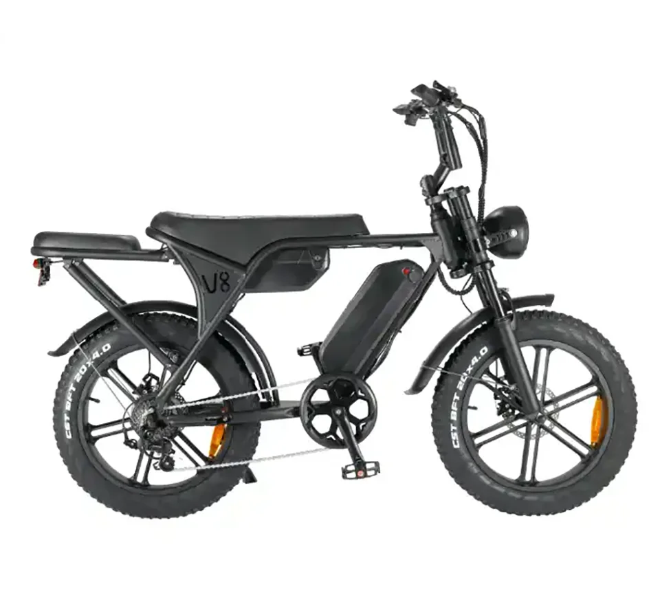V8 Fatbike 500W 1000W 48V 20-Inch Fat Tire Electric Hybrid Bike Fashion Off-Road Ebike